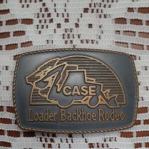 Vintage Case Loader / Backhoe Rodeo Cowboy Solid Brass Belt Buckle